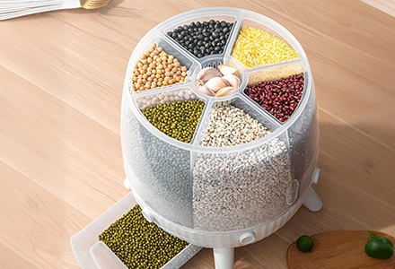 WISHOME Rotating Multi-Grid Grain Storage Container Main Product Image