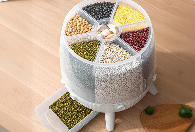 WISHOME Rotating Multi-Grid Grain Storage Container Main Product Image
