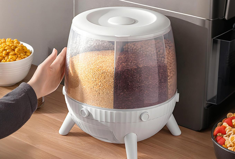 WISHOME Rotating Multi-Grid Grain Storage Container Main Product Image