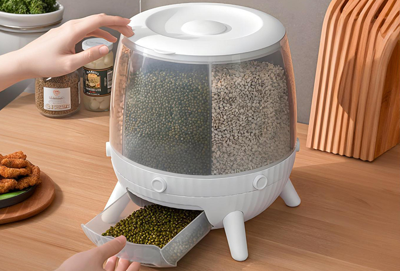 WISHOME Rotating Multi-Grid Grain Storage Container Main Product Image