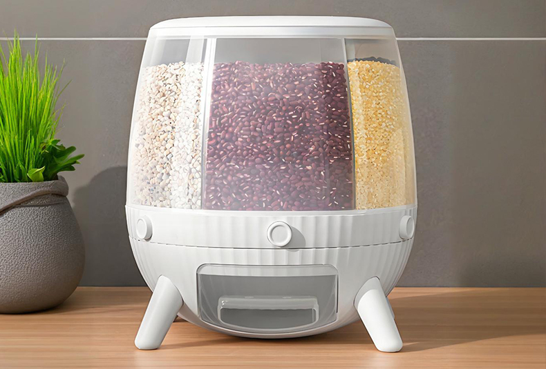 WISHOME Rotating Multi-Grid Grain Storage Container Main Product Image