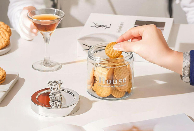 WISHOME 400ML Bear-Shaped Light Luxury Storage Jar