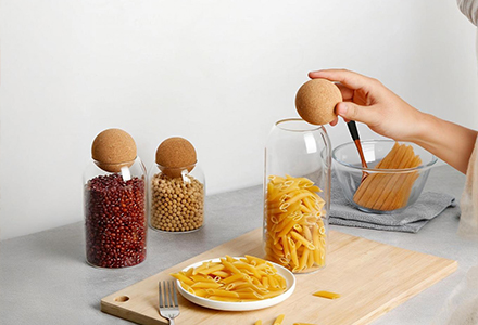 WISHOME Glass Storage Jars with Ball Cork Main Product Image