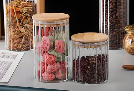 WISHOME Borosilicate Glass Storage Jar with Bamboo Lid Main Product Image