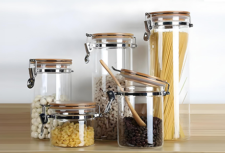 WISHOME Borosilicate Glass Storage Jar with Bamboo & Metal Clip Lid Main Product Image