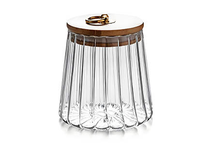 WISHOME Striped Borosilicate Glass Storage Jar Main Product Image