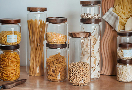 WISHOME Borosilicate Glass Storage Jar with Acacia Wood Lid Main Product Image