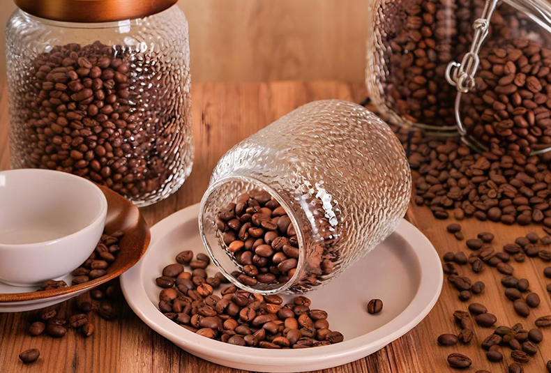 WISHOME Hammered Borosilicate Glass Storage Jar with Acacia Wood Lid Main Product Image