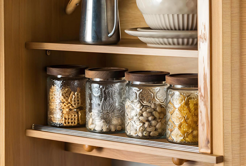WISHOME Retro Embossed Glass Storage Jar with Bamboo - Wood Lid Main Product Image