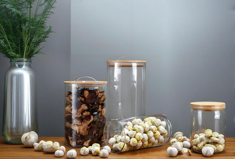 WISHOME Exhaust Borosilicate Glass Storage Jar with Bamboo Lid Main Product Image