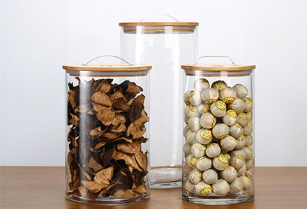 WISHOME Exhaust Borosilicate Glass Storage Jar with Bamboo Lid Main Product Image