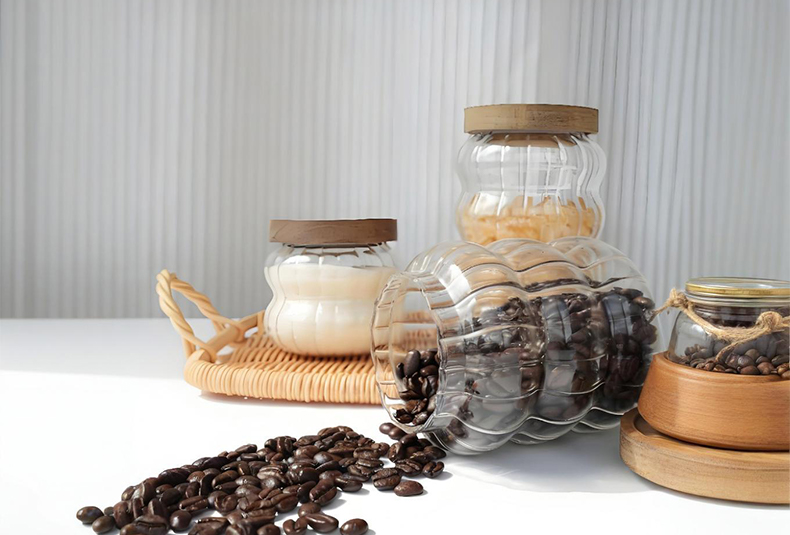 WISHOME Ripple Glass Storage Jar with Bamboo - Wood Lid Main Product Image