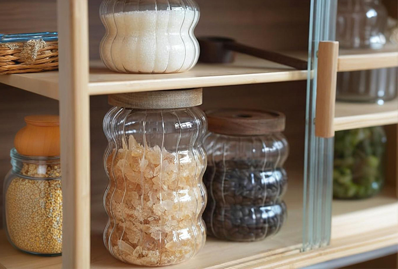 WISHOME Ripple Glass Storage Jar with Bamboo - Wood Lid Main Product Image