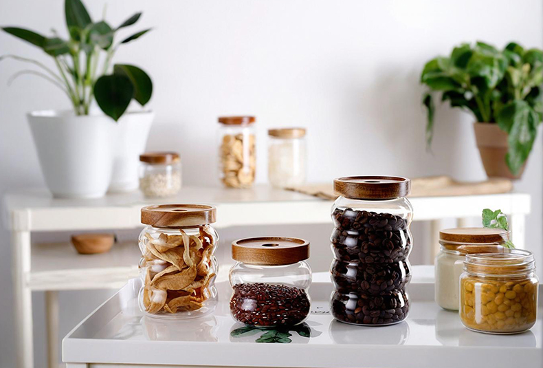 WISHOME Ripple High - Borosilicate Glass Storage Jar with Acacia Wood Lid Main Product Image