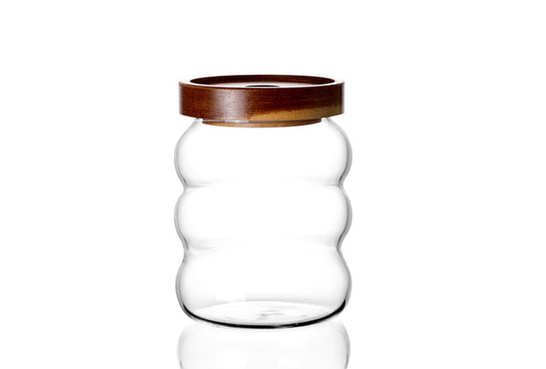 WISHOME Ripple High - Borosilicate Glass Storage Jar with Acacia Wood Lid Main Product Image