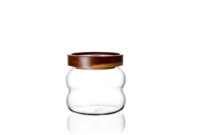WISHOME Ripple High - Borosilicate Glass Storage Jar with Acacia Wood Lid Main Product Image