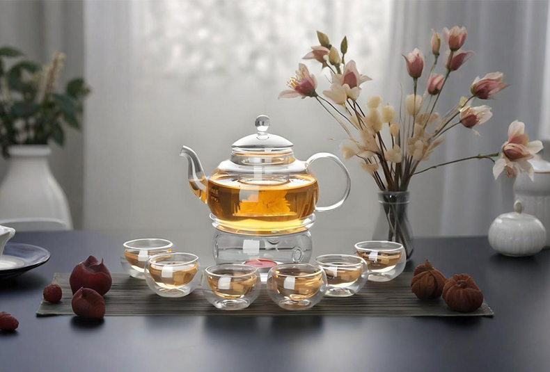 WISHOME Borosilicate Glass Teapot Set with Round Candle Warmer Main Product Image