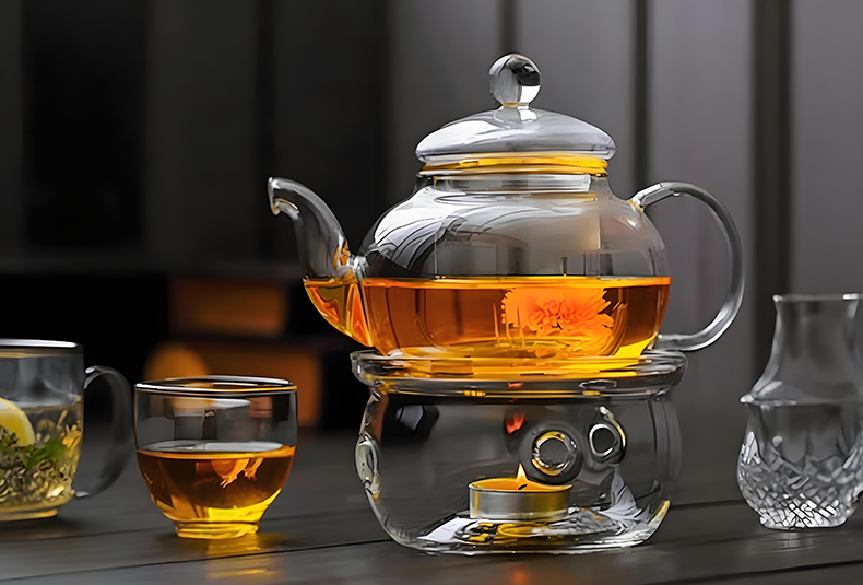 WISHOME Borosilicate Glass Teapot Set with Round Candle Warmer Main Product Image