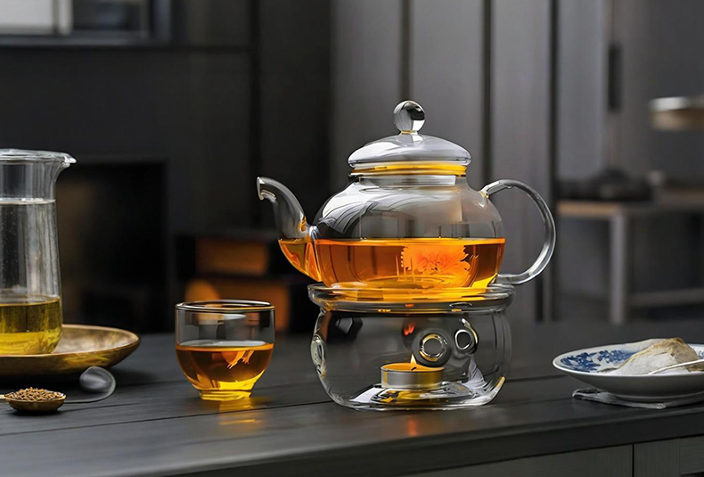 WISHOME Borosilicate Glass Teapot Set with Round Candle Warmer Main Product Image