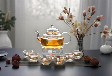 WISHOME Borosilicate Glass Teapot Set with Round Candle Warmer Main Product Image