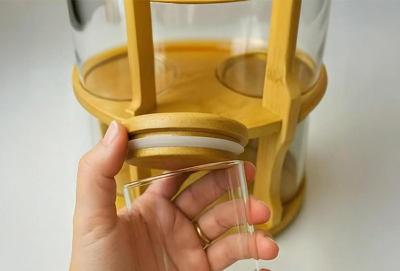 WISHOME Bamboo Rotating Spice Rack with Glass Jars Main Product Image