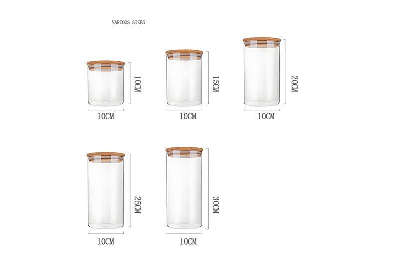 WISHOME Round Borosilicate Glass Storage Jar Set with Bamboo Lid Main Product Image