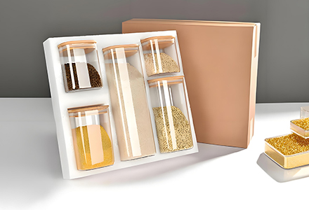 WISHOME Square Borosilicate Glass Storage Jar Set with Bamboo Lid Main Product Image