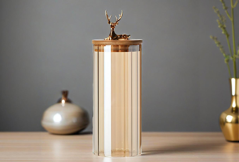 WISHOME Deer - Shaped Bamboo Lid Borosilicate Glass Storage Jars (4 - Piece Set) Main Product Image