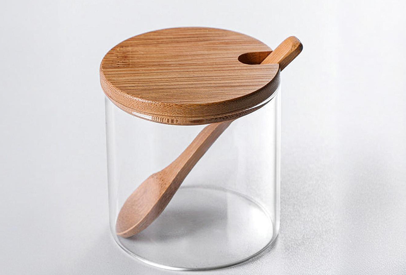 WISHOME 3 - Piece Round Seasoning Jar Set with Bamboo Lid & Spoon Main Product Image