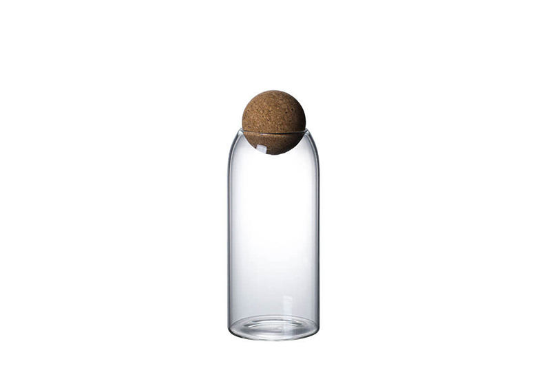 WISHOME 4 - Piece Smooth Borosilicate Glass Storage Jar Set with Cork Ball Lid Main Product Image