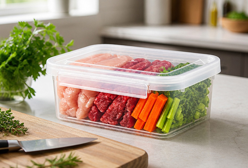 flip lid airtight food storage container, compact fresh-keeping box for fridge and pantry