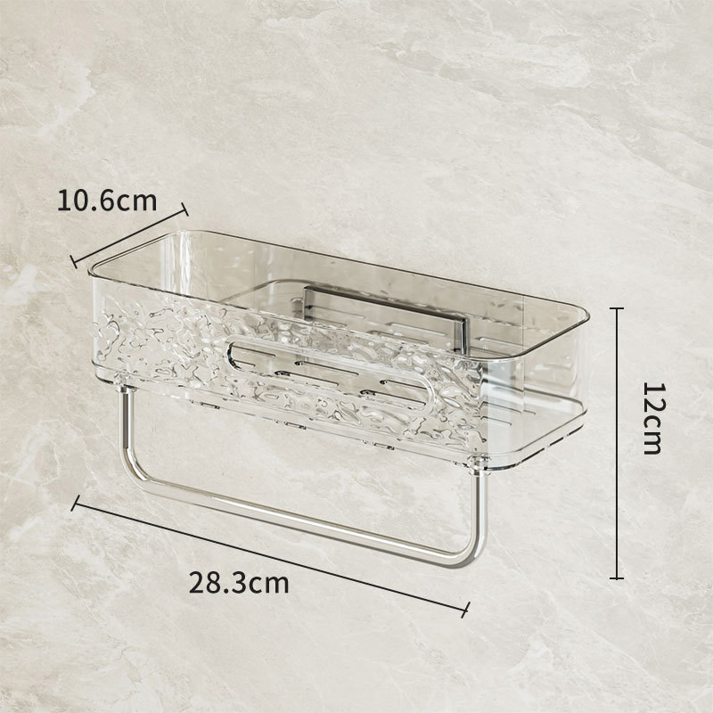 Foldable suction cup hook rack with 6 folding wall hooks, no-drill bathroom and kitchen storage with water ripple design