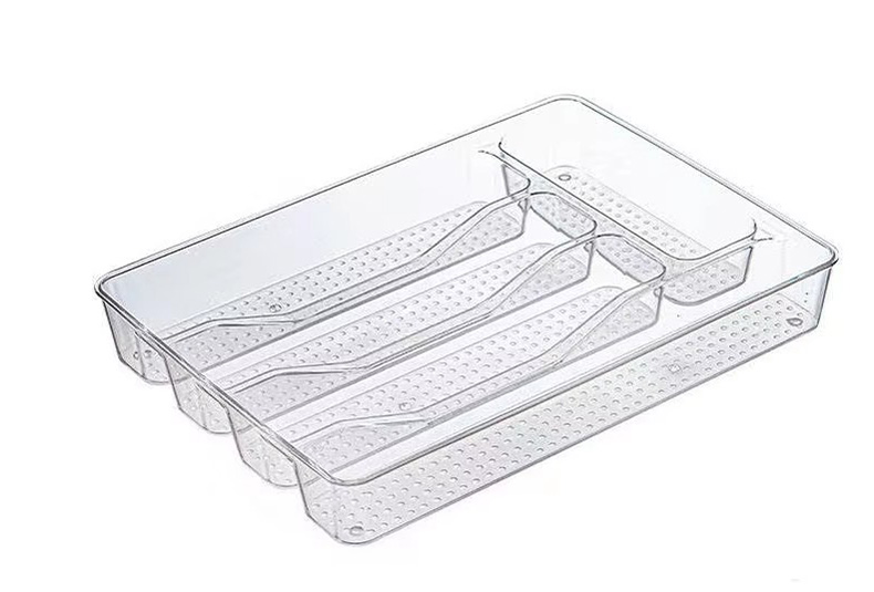Compartmented PET cutlery tray showing slots for each utensil