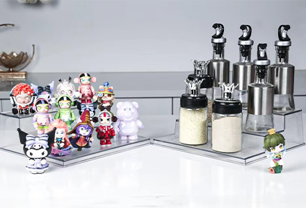 hree layer spice rack on kitchen counter keeping condiments sorted and within reach