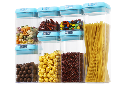7pcs Blue Lid BPA Free Kitchen Durable Food Storage Container