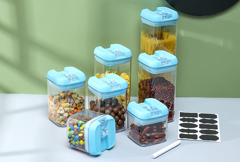 7pcs Blue Lid BPA Free Kitchen Durable Food Storage Container