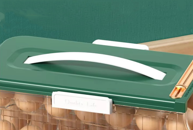 Stackable egg storage box with secure slots for fridge organization