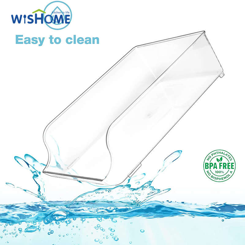 Set of 2 Plastic Fridge Water Bottle Storage Dispenser Pop Soda Can and Drink Holder BPA-Free Refrigerator Organizer Bins
