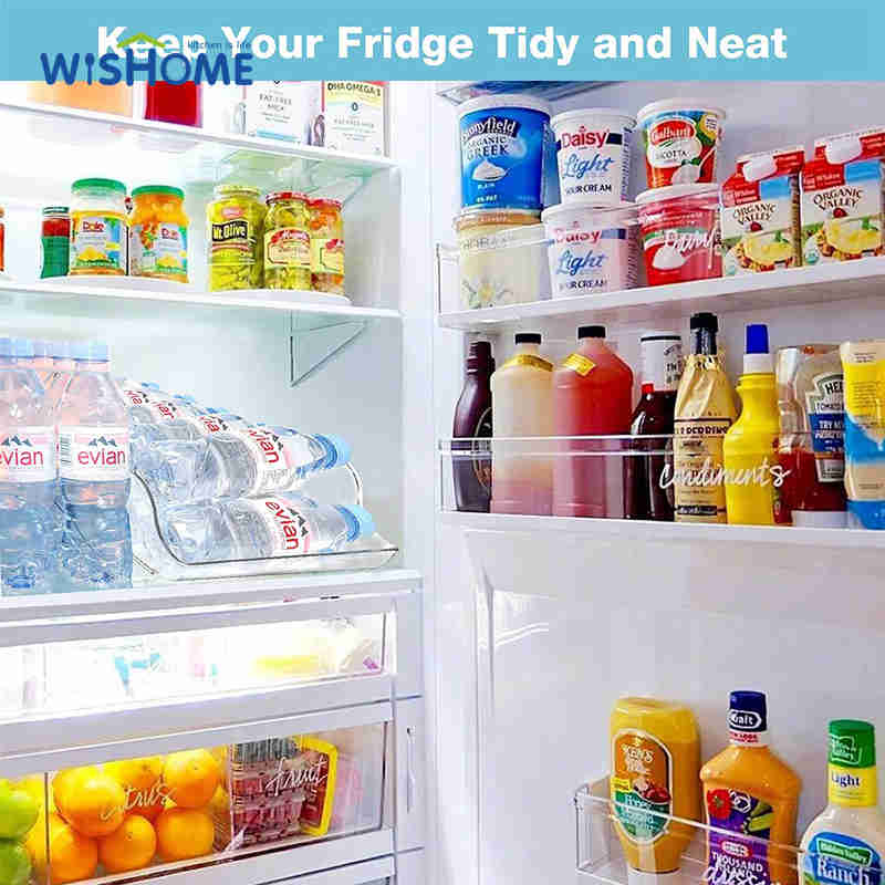 Set of 2 Plastic Fridge Water Bottle Storage Dispenser Pop Soda Can and Drink Holder BPA-Free Refrigerator Organizer Bins