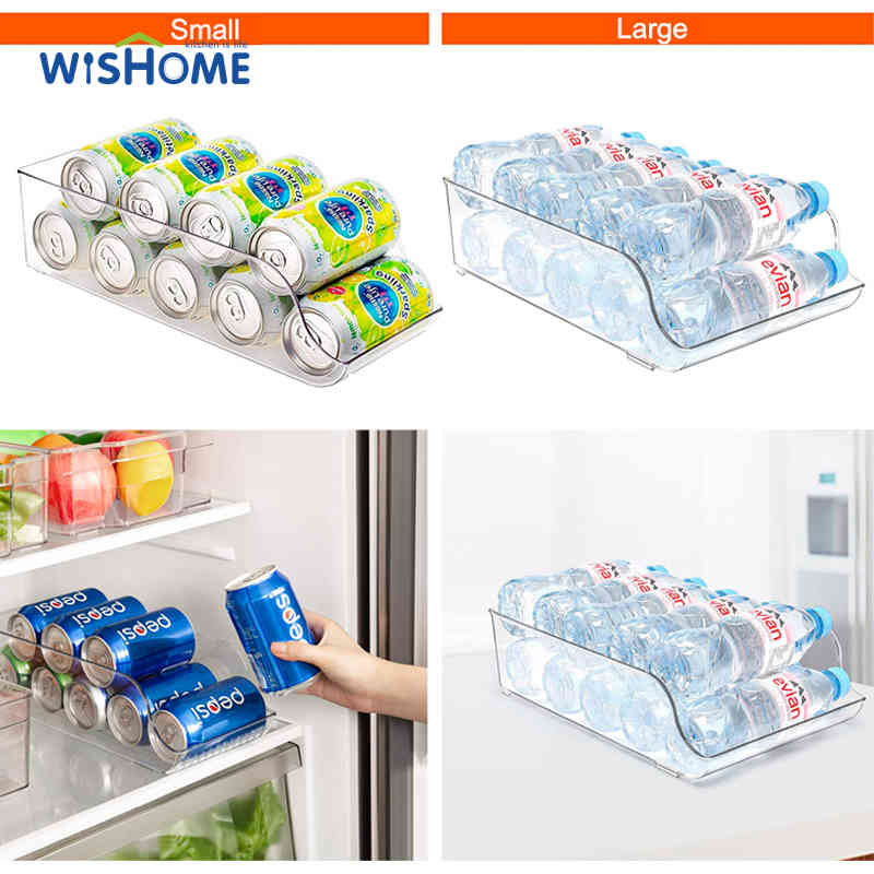 Pack of 4 Beverage Storage Box Rectangular Transparent Storage Basket Refrigerator Can Coke Beer Storage Container