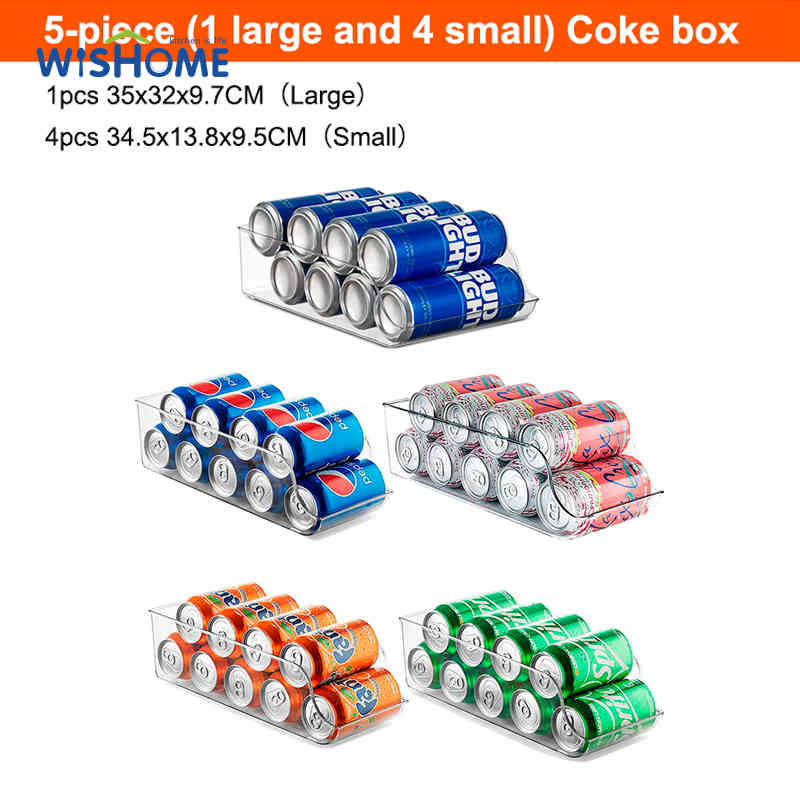 Set of 5 Soda Can Organizers Stackable Fridge Organizers for Freezer Countertops Cabinets Clear Plastic Pantry Storage Racks