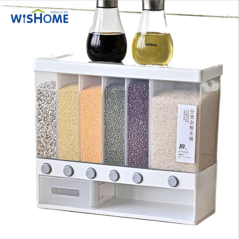 Food Dispenser Rice Dispenser Large Capacity Storage Dry Food Dispenser Free Control of Cereal Output Lid Dry for Kitchen