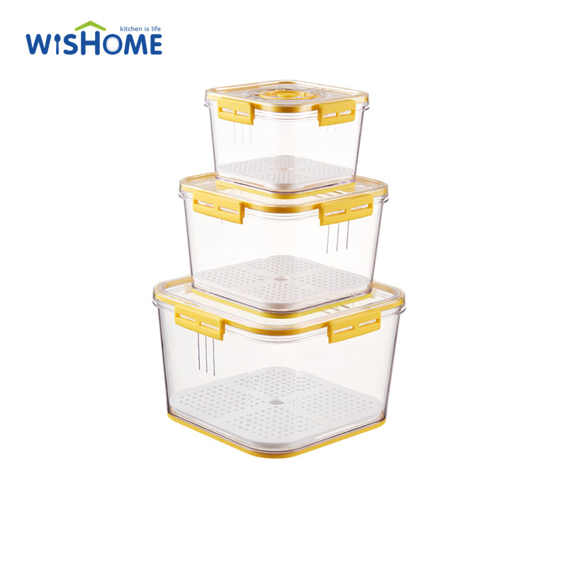 Pack of 3 Airtight Square Timing Keeping Fresh Refrigerator Food Storage Container Large Capacity& Refrigerator Storage Box