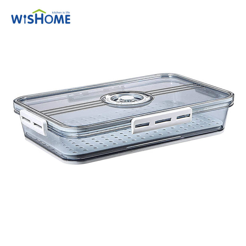 PET Material Fridge Organizer Dumpling Food Storage Container Refrigerator Storage Box with Time Setting Lid