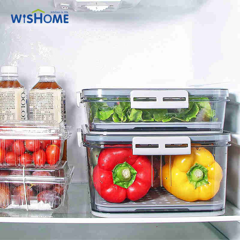 PET Material Fridge Organizer Dumpling Food Storage Container Refrigerator Storage Box with Time Setting Lid