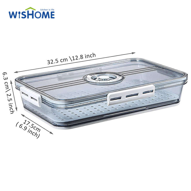 PET Material Fridge Organizer Dumpling Food Storage Container Refrigerator Storage Box with Time Setting Lid