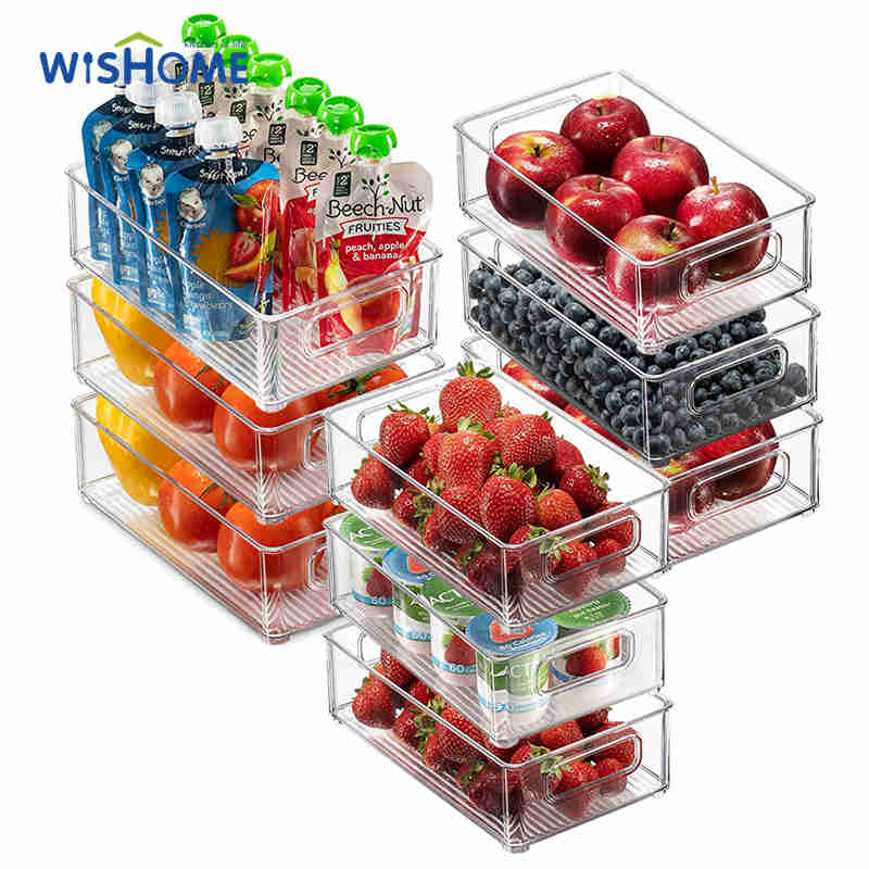 Set of 9 Mixed Size Save Space Refrigerator Storage Set Food Storage Container Kitchen Organizer Bins Easy to Clean