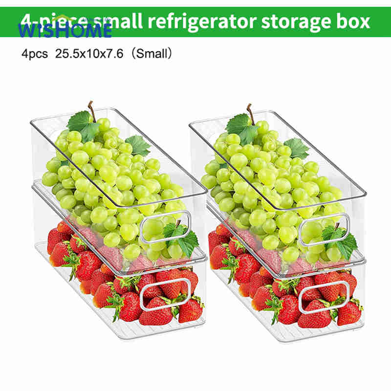 Set of 4 Small Size Refrigerator Food Storage Fridge Organizer Bins Fridge with Removable Drain Fridge Organizer Bins