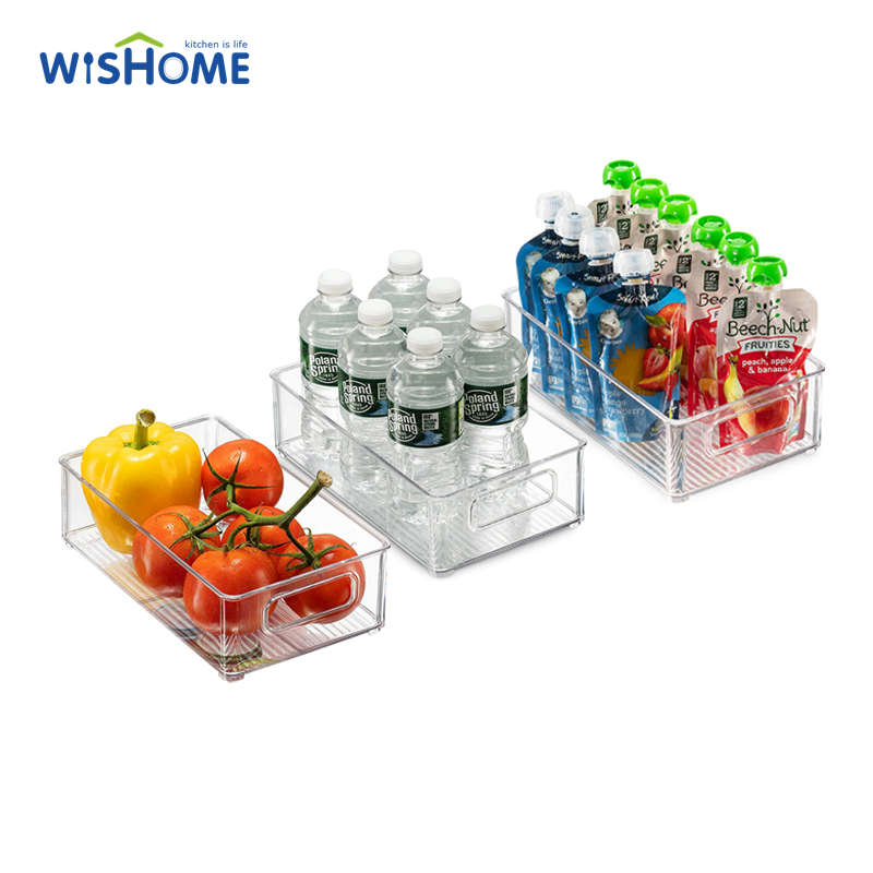 Pack of 3 Mixed Size Transparent Refrigerator Food Storage Box Household Storage Containers Pantry Organize with Handle