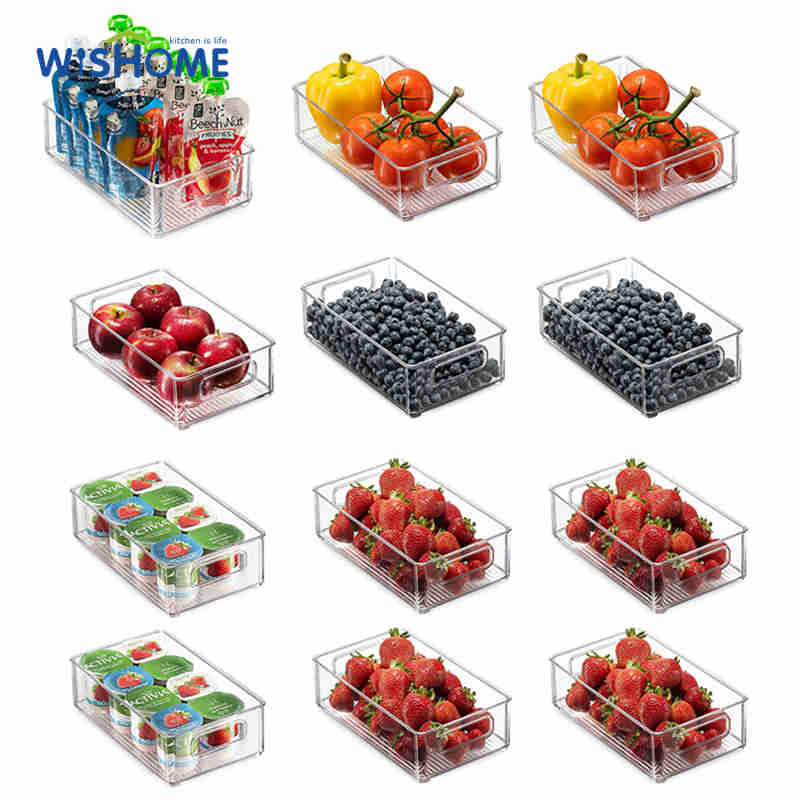 Set of 12 High Quality Clear PET Refrigerator Storage Box Stackable Fridge Organizers for Kitchen Cabinets Storage